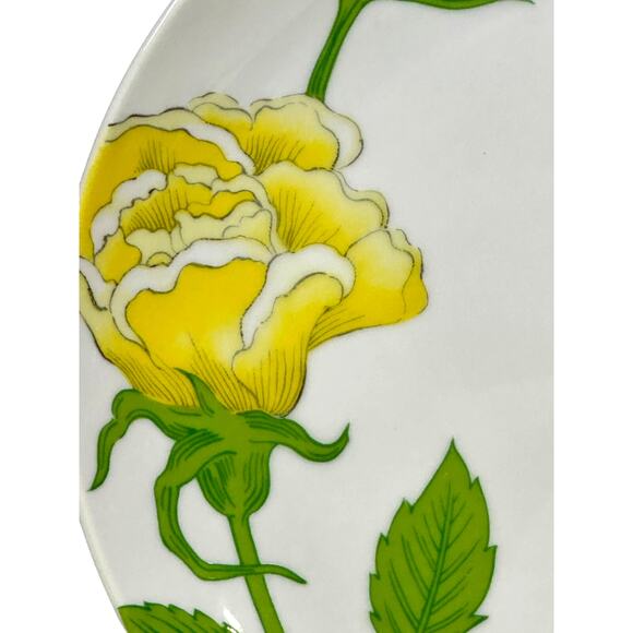 Fitz & Floyd Japan 1975-1980 Retired 'Yellow Rose' 9 1/8" Snack Plates-Set of 3 - Picture 6 of 8